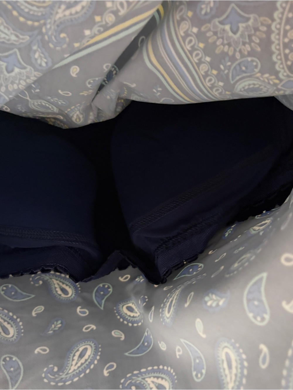 Lands' End Paisley Swim Tank Top Womens Size 6 Blue Yellow Shelf Bra Tankini - Picture 3 of 4